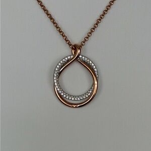 Swarovski Rose Gold Double Circle Crystal Pendant Necklace